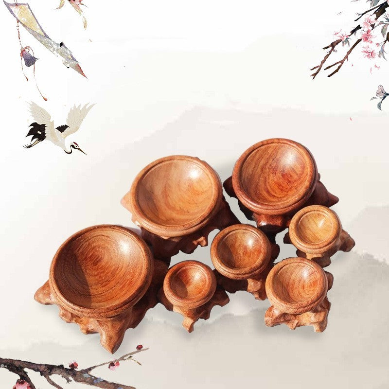 Wooden Display Stand for Crystal Eggs & Spheres - Mahogany Round Base