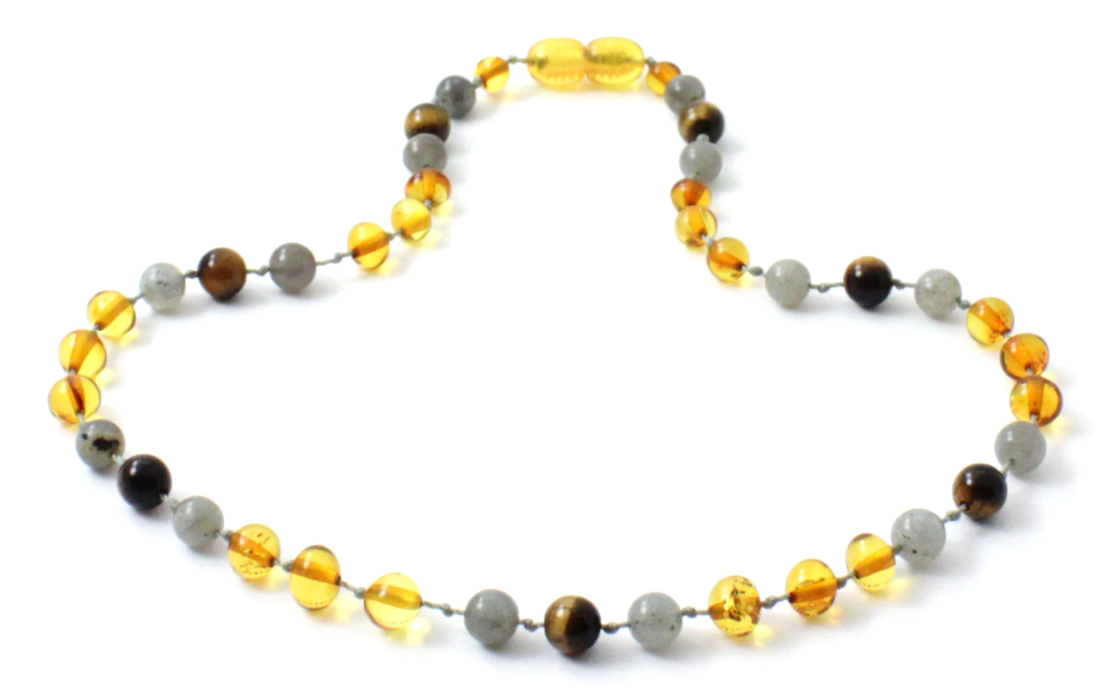 ✨ Amber & Labradorite Necklace for Kids - Natural Baltic Gemstone Jewelry 💎