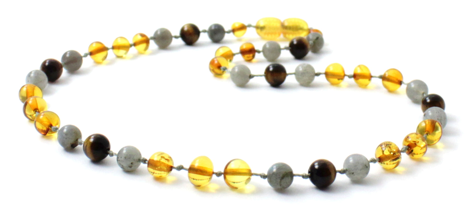 ✨ Amber & Labradorite Necklace for Kids - Natural Baltic Gemstone Jewelry 💎