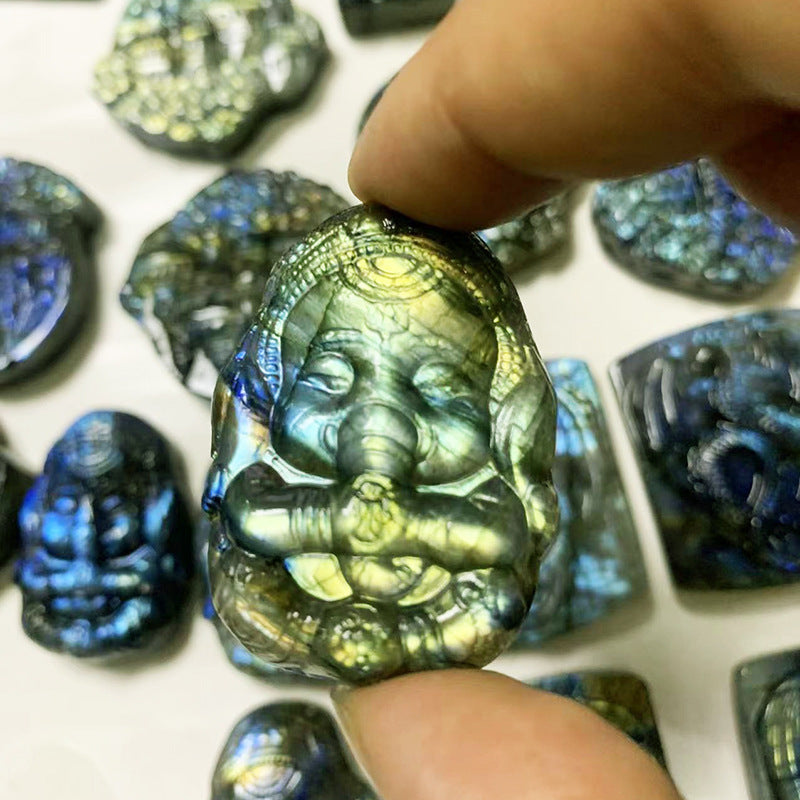 Blue Light Moonstone Carving - Natural Elongated Crystal Stone Decoration