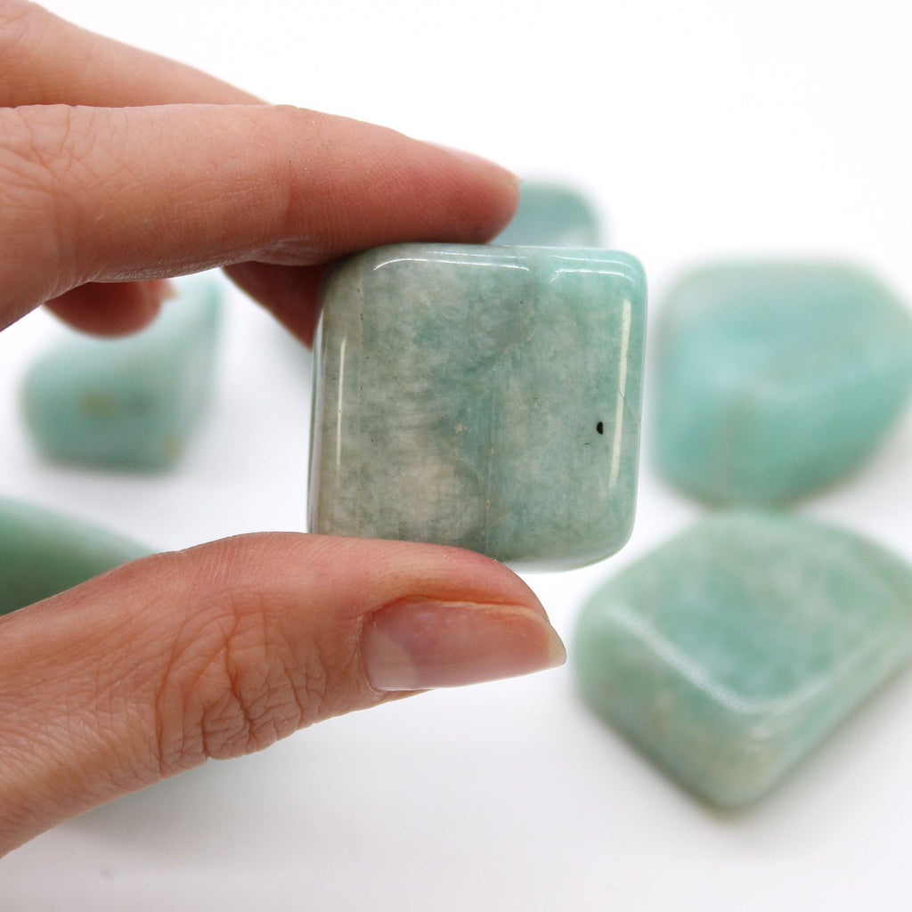 XL Amazonite Tumble Stone - Extra Large Polished Crystal for Truth & Calm