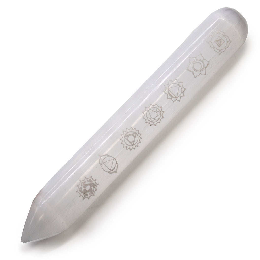 Selenite Wand 16cm - 7 Chakra Point Crystal Healing Wand