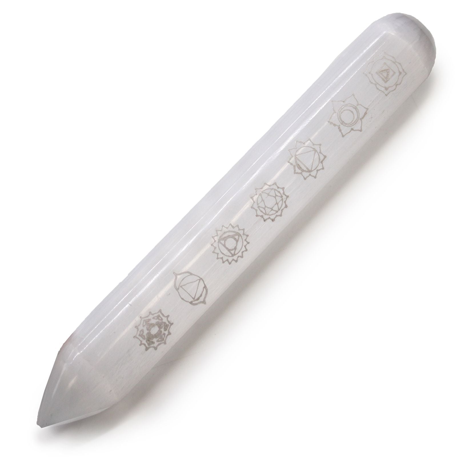 Selenite Wand 16cm - 7 Chakra Point Crystal Healing Wand