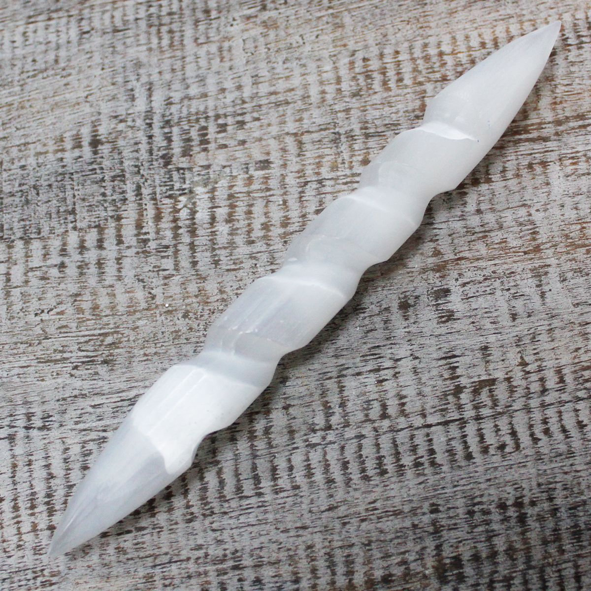 Selenite Spiral Wand 16cm - Double Point Moroccan Crystal Healing Wand