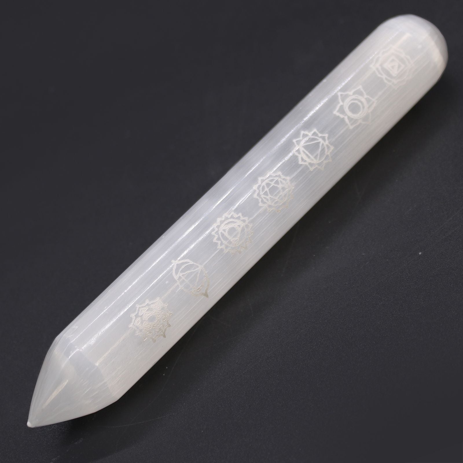 Selenite Wand 16cm - 7 Chakra Point Crystal Healing Wand