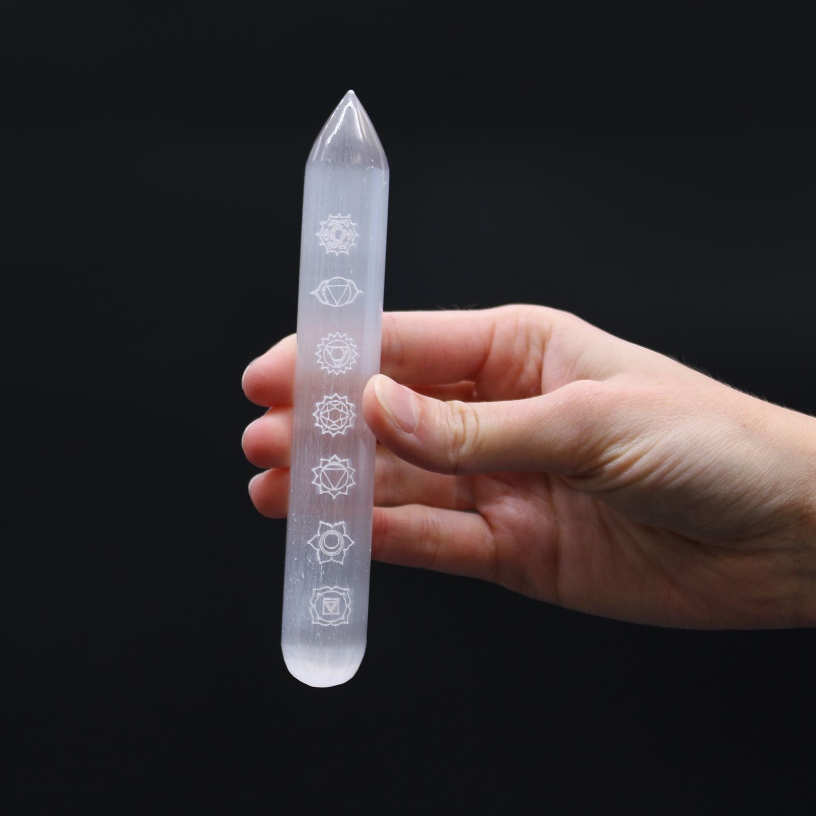 Selenite Wand 16cm - 7 Chakra Point Crystal Healing Wand