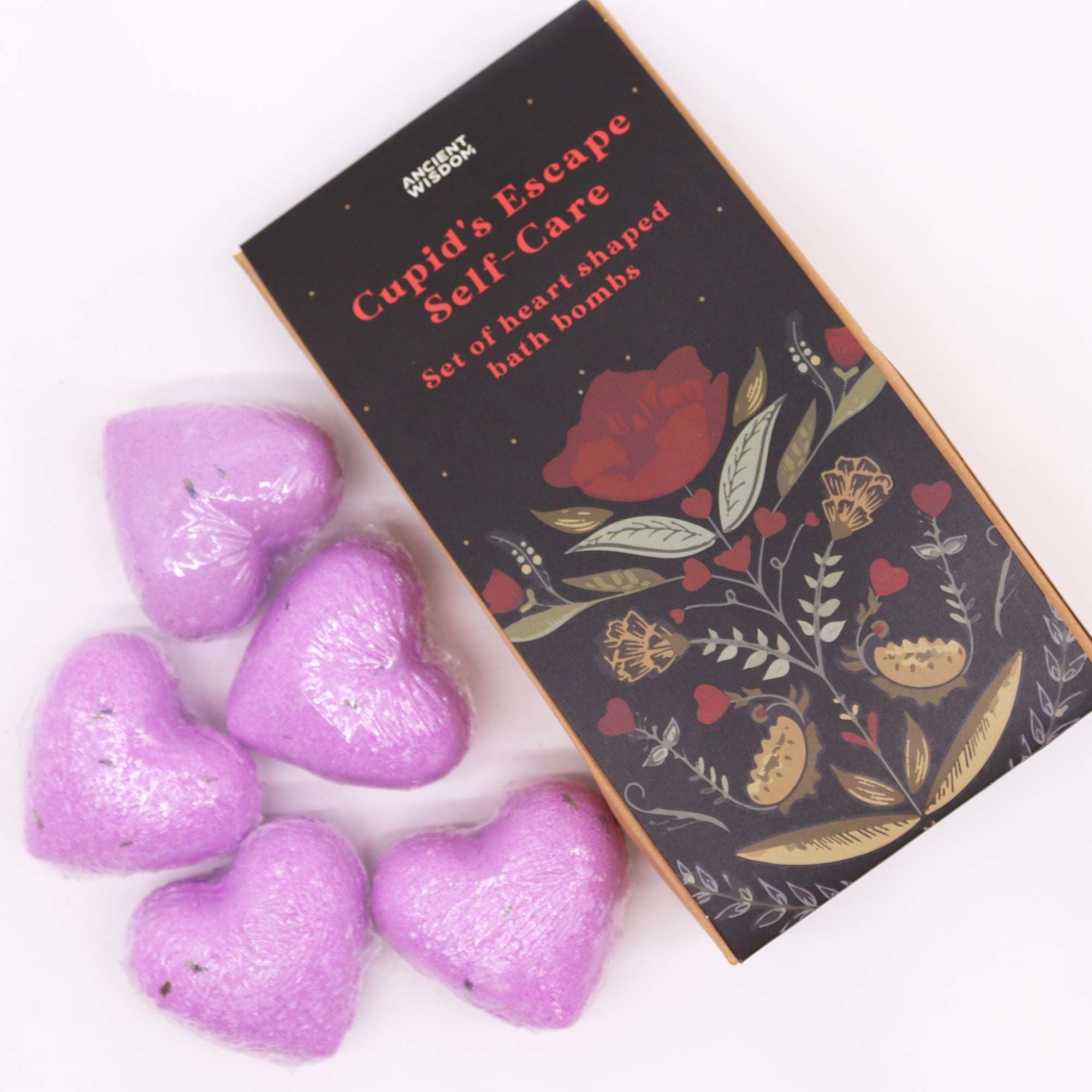 💜 Cupids Escape Bath Heart Gift Set - 5 French Lavender Bath Bombs 💝