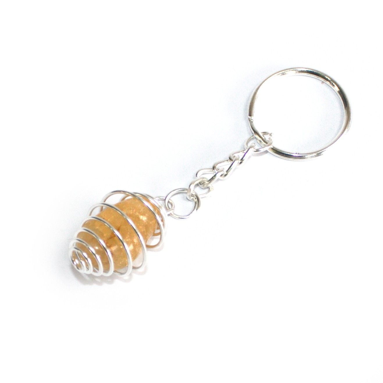Spiral Cage Keyrings Pack of 12 - Crystal Tumble Stone Holders