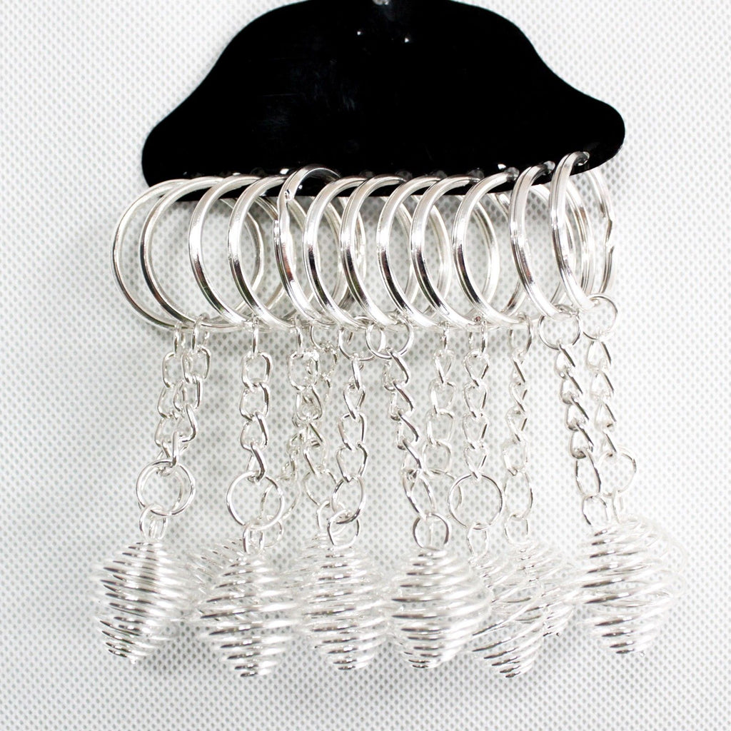 Spiral Cage Keyrings Pack of 12 - Crystal Tumble Stone Holders
