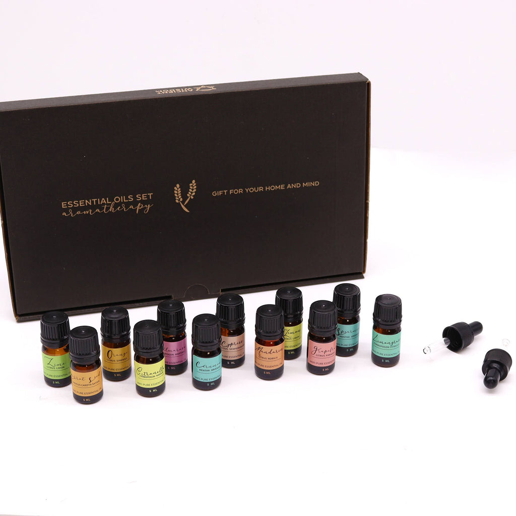 Summer Essential Oil Set - 12 Pure Aromatherapy Oils 5ml Gift Box