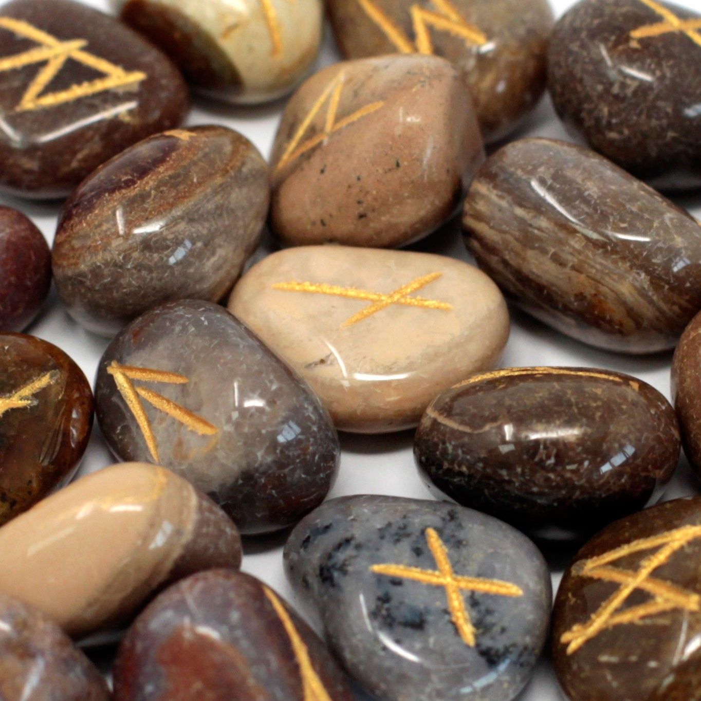 Fancy Jasper Rune Stones Set - 25 Stones in Pouch for Divination