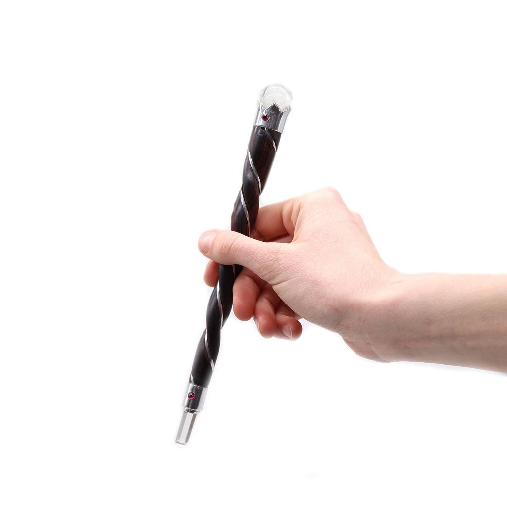 Twisted Wood & Rock Quartz Crystal Wand - Handcrafted Magic Wand 22cm