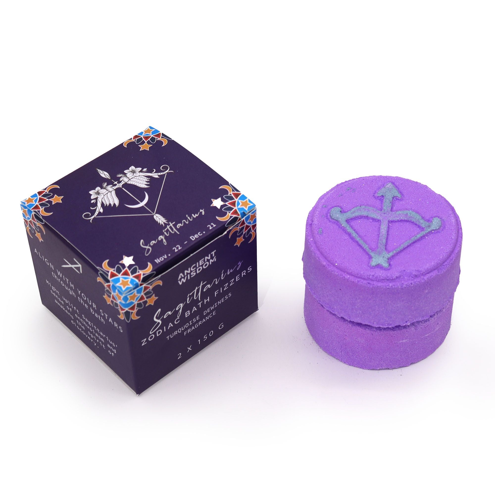 ♐ Sagittarius Zodiac Bath Fizzers Set with Horoscope - Astrology Gift Pack ✨