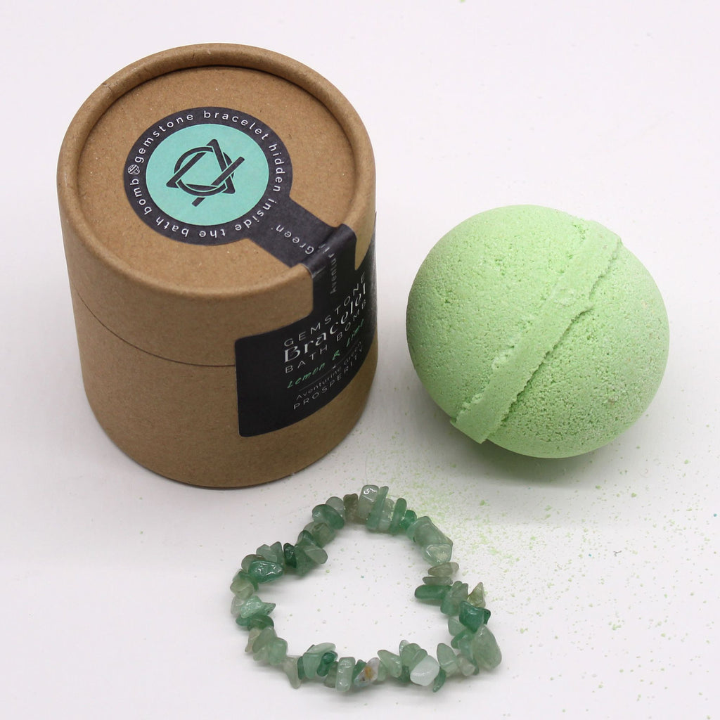 Green Aventurine Bracelet Bath Bomb - Lemon Lime Scent 170g