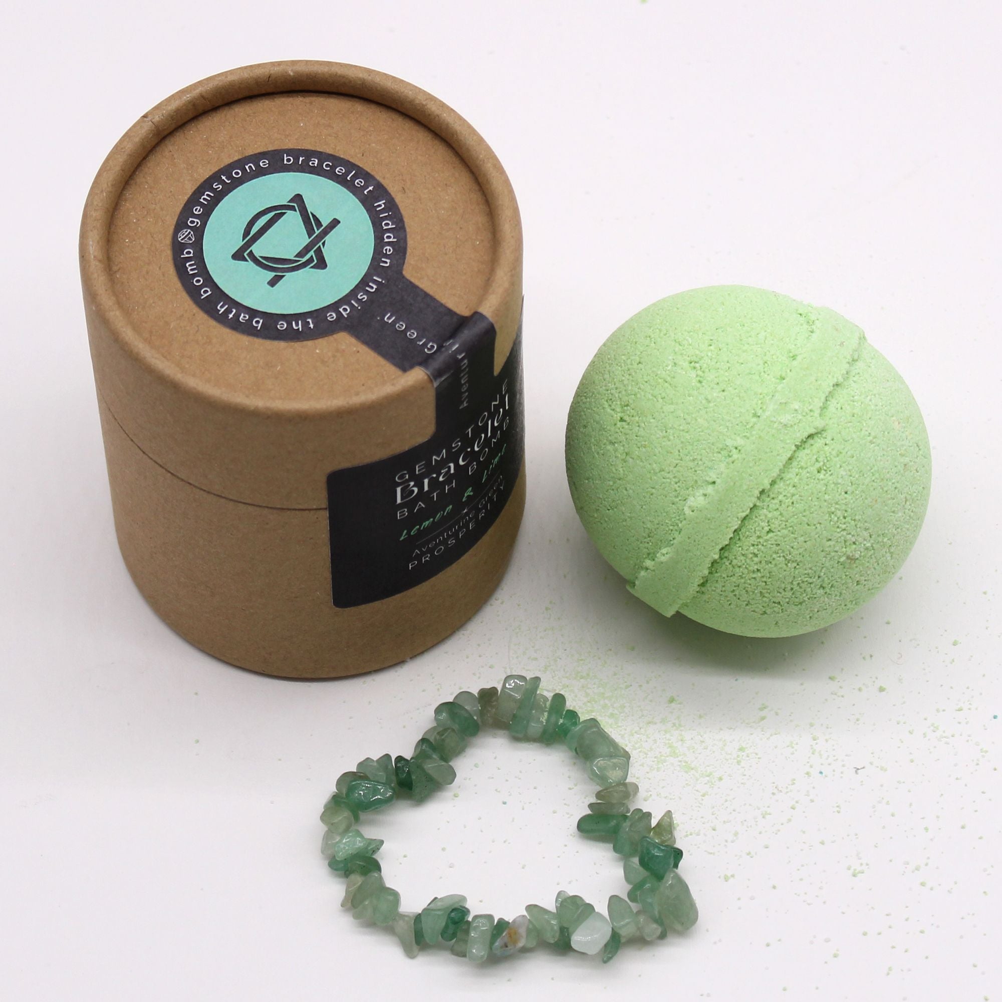 Green Aventurine Bracelet Bath Bomb - Lemon Lime Scent 170g