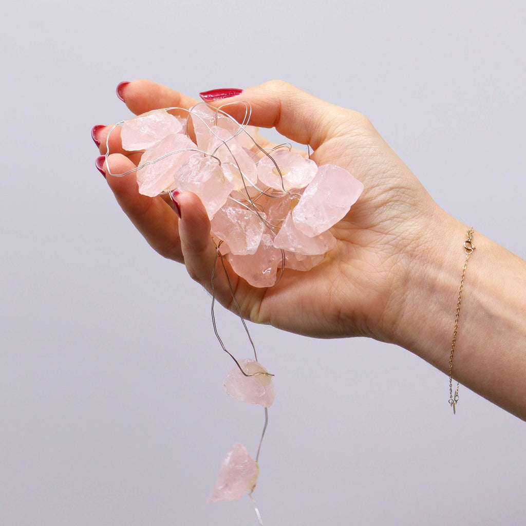 Rose Quartz Gemstone Lights - LED Crystal Enchantment Décor 150g