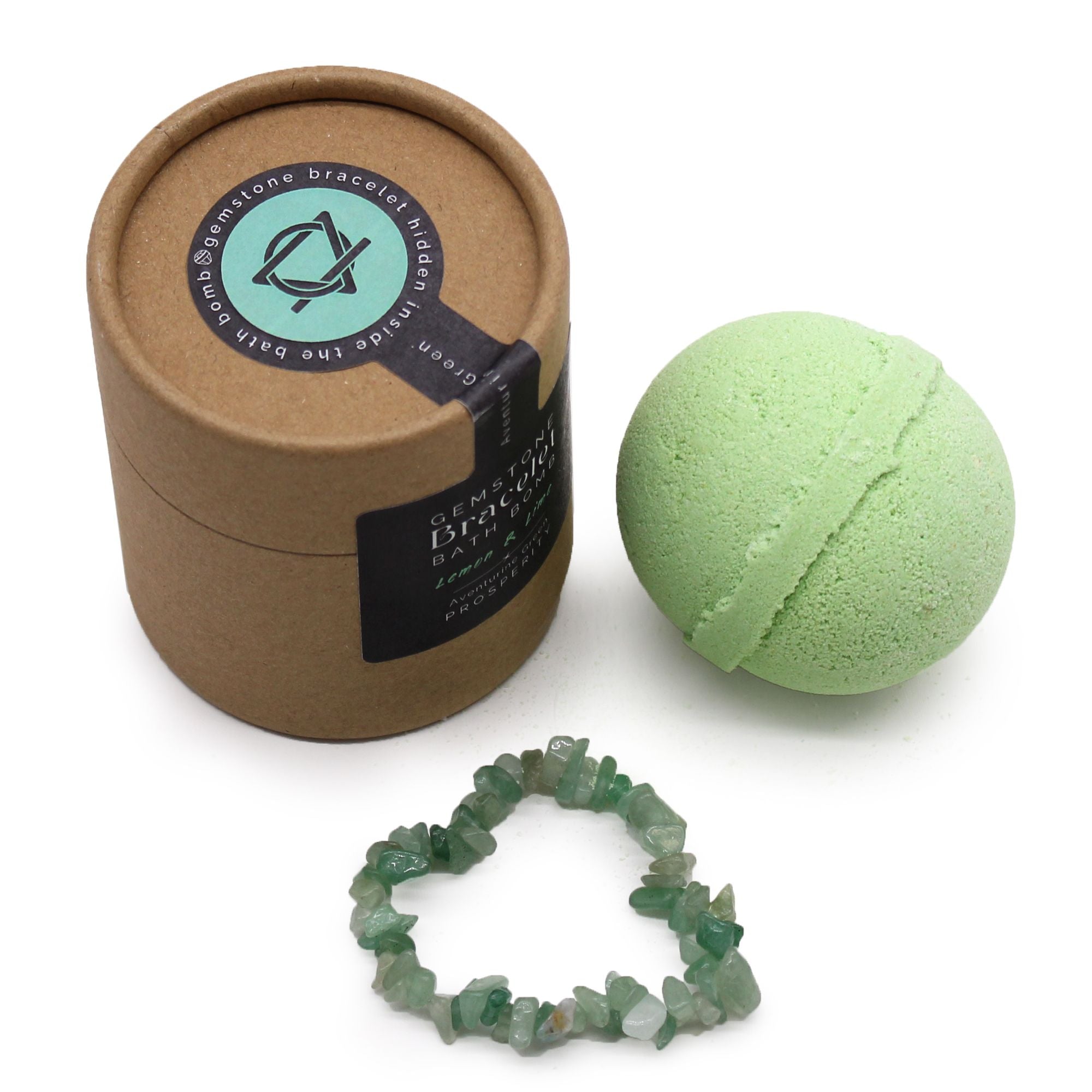 Green Aventurine Bracelet Bath Bomb - Lemon Lime Scent 170g