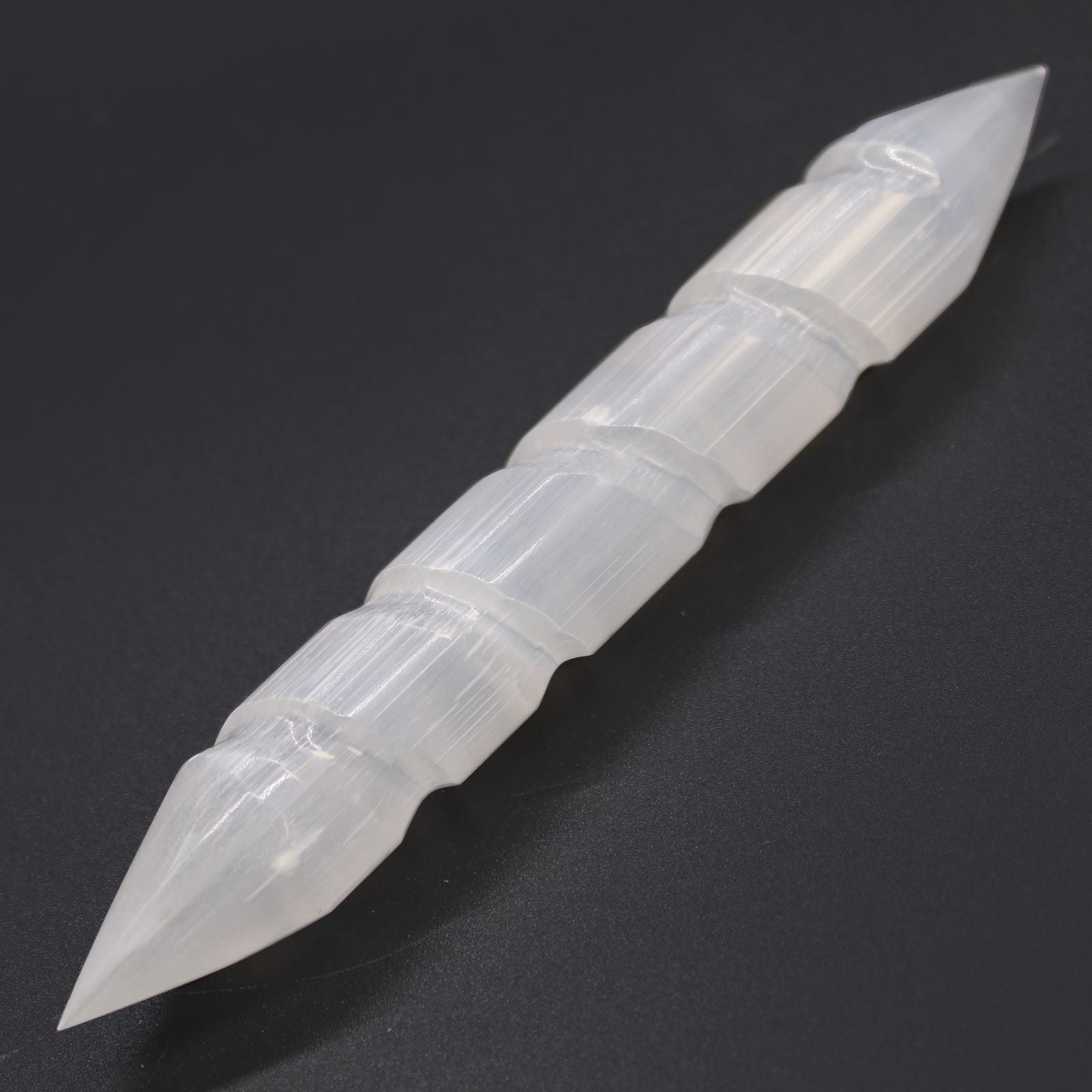 Selenite Spiral Wand 16cm - Double Point Moroccan Crystal Healing Wand