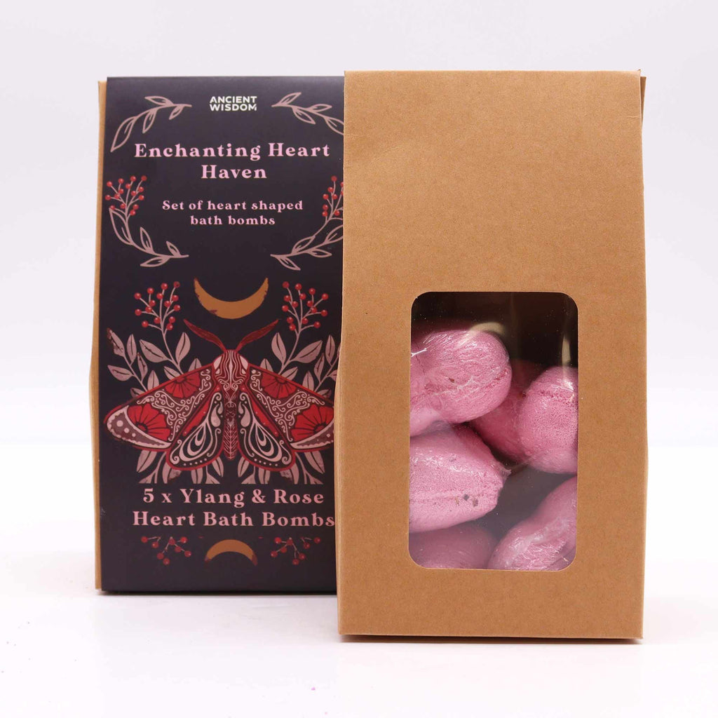 💝 Enchanting Heart Heaven Bath Heart Gift Set - 5 Ylang & Rose Bath Bombs 🌹