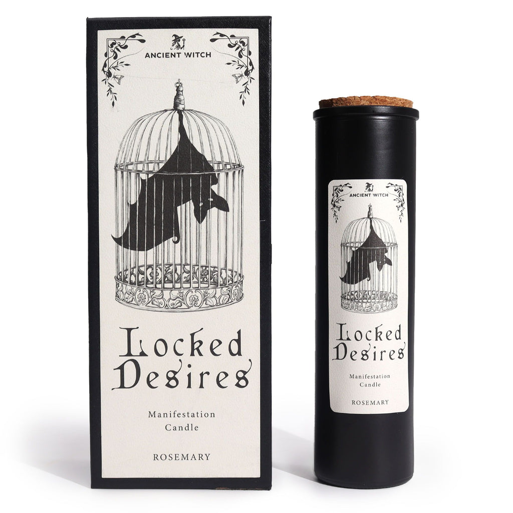 Ancient Witch Locked Desires Candle - Manifestation Ritual Candle with Rosemary