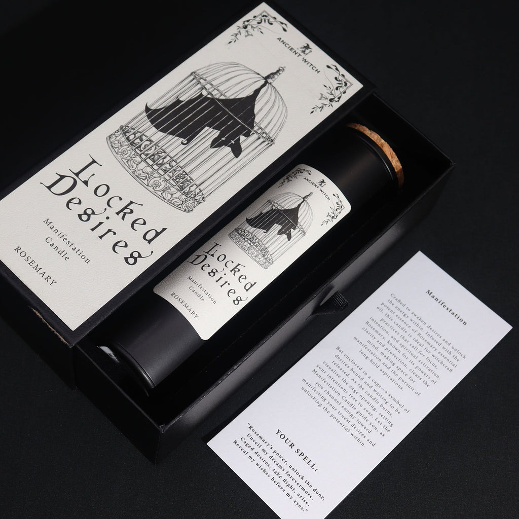 Ancient Witch Locked Desires Candle - Manifestation Ritual Candle with Rosemary