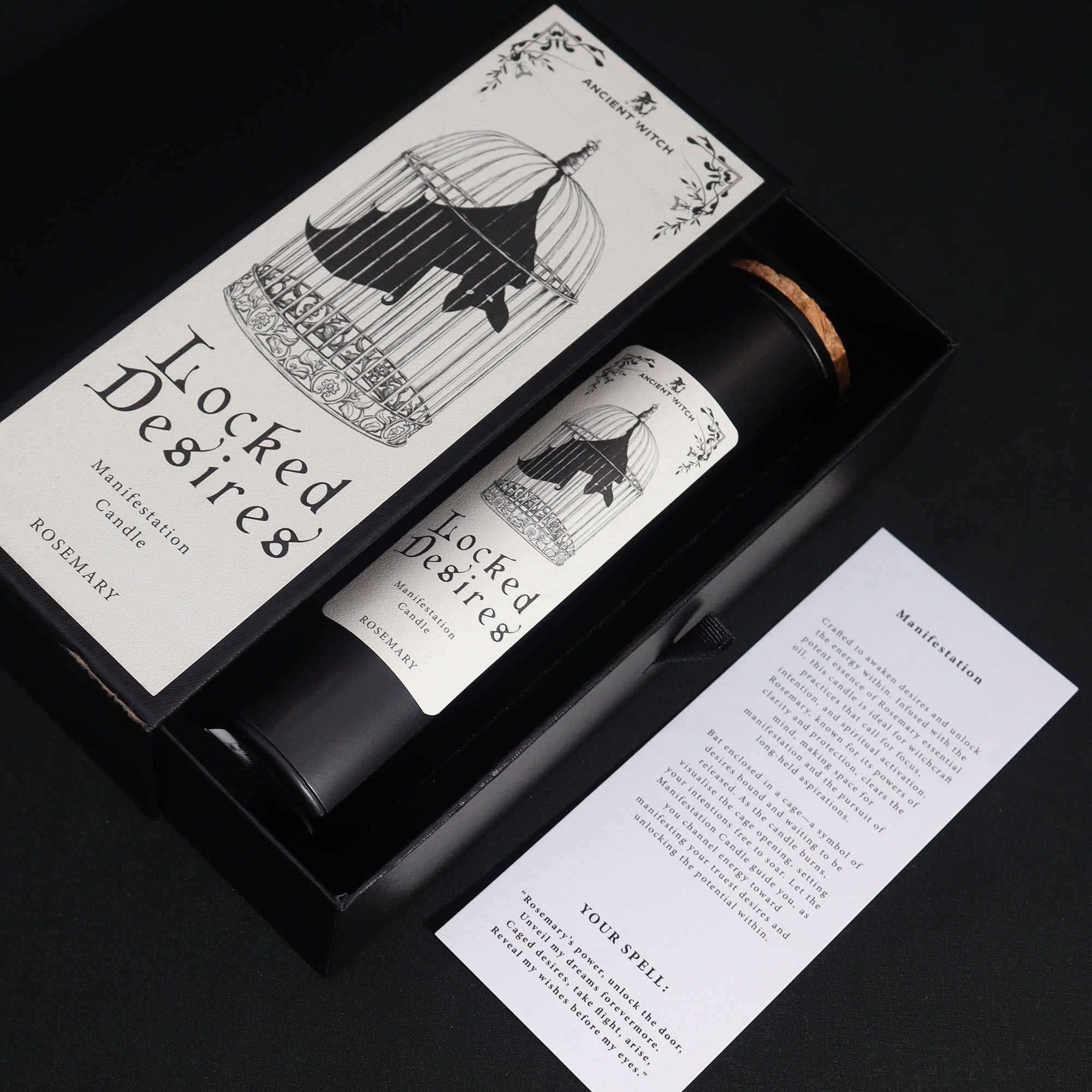 Ancient Witch Locked Desires Candle - Manifestation Ritual Candle with Rosemary