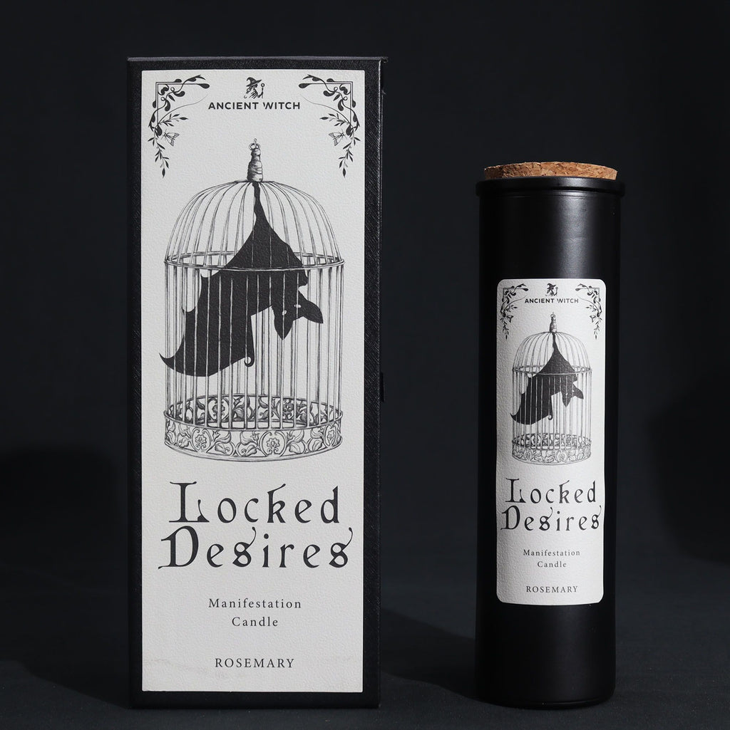 Ancient Witch Locked Desires Candle - Manifestation Ritual Candle with Rosemary