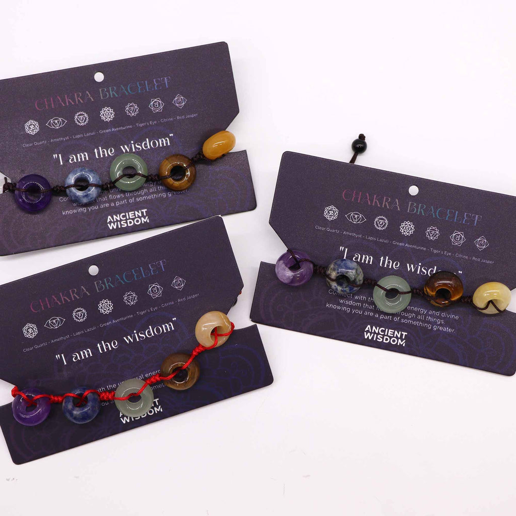 Chakra Ball Bracelet - 7 Gemstone String Bracelet "I Am the Wisdom"