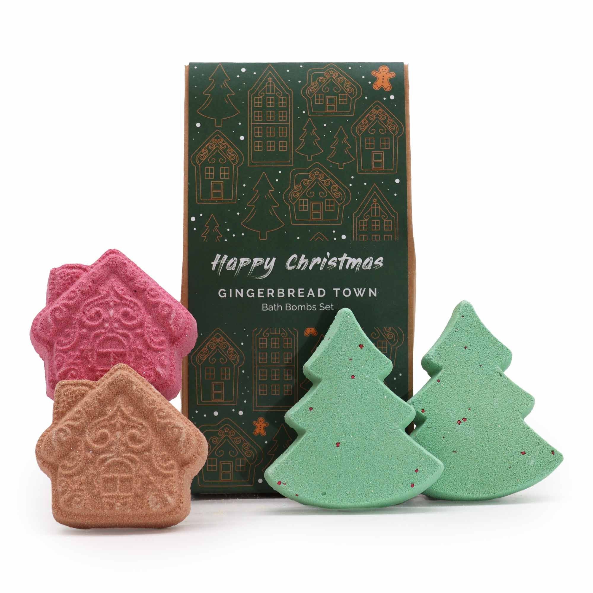 🎄 Gingerbread Town Christmas Bath Bomb Gift Pack - 6 Festive Holiday Bombs 🍪