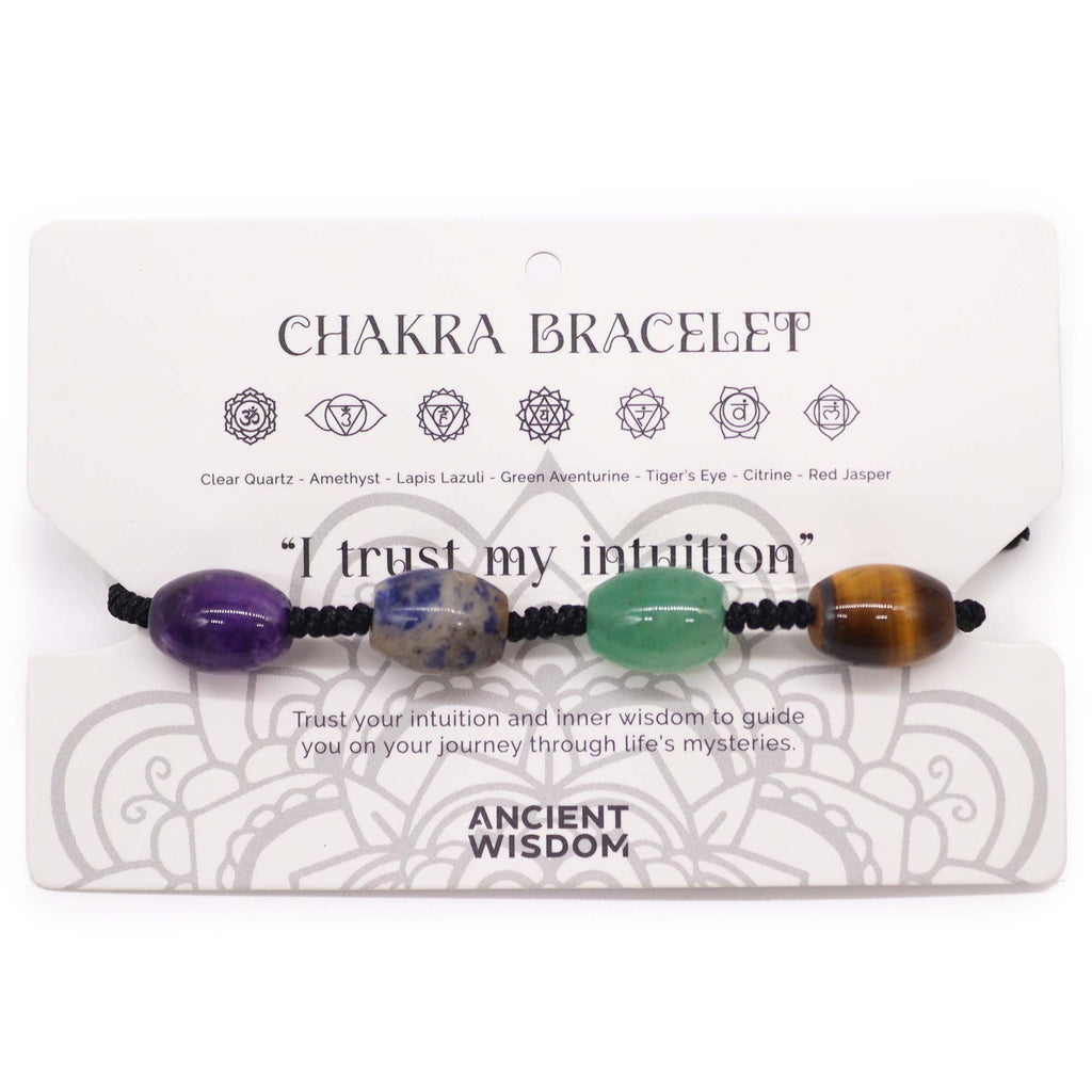 Chakra Bead Bracelet - 7 Gemstone String Bracelet "I Trust My Intuition"
