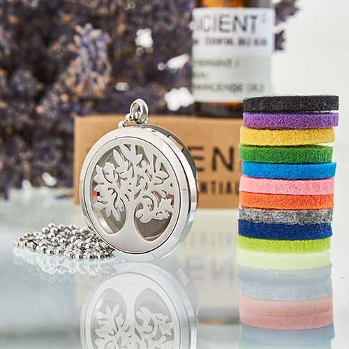 Tree of Life Aromatherapy Necklace - 30mm Essential Oil Diffuser Locket