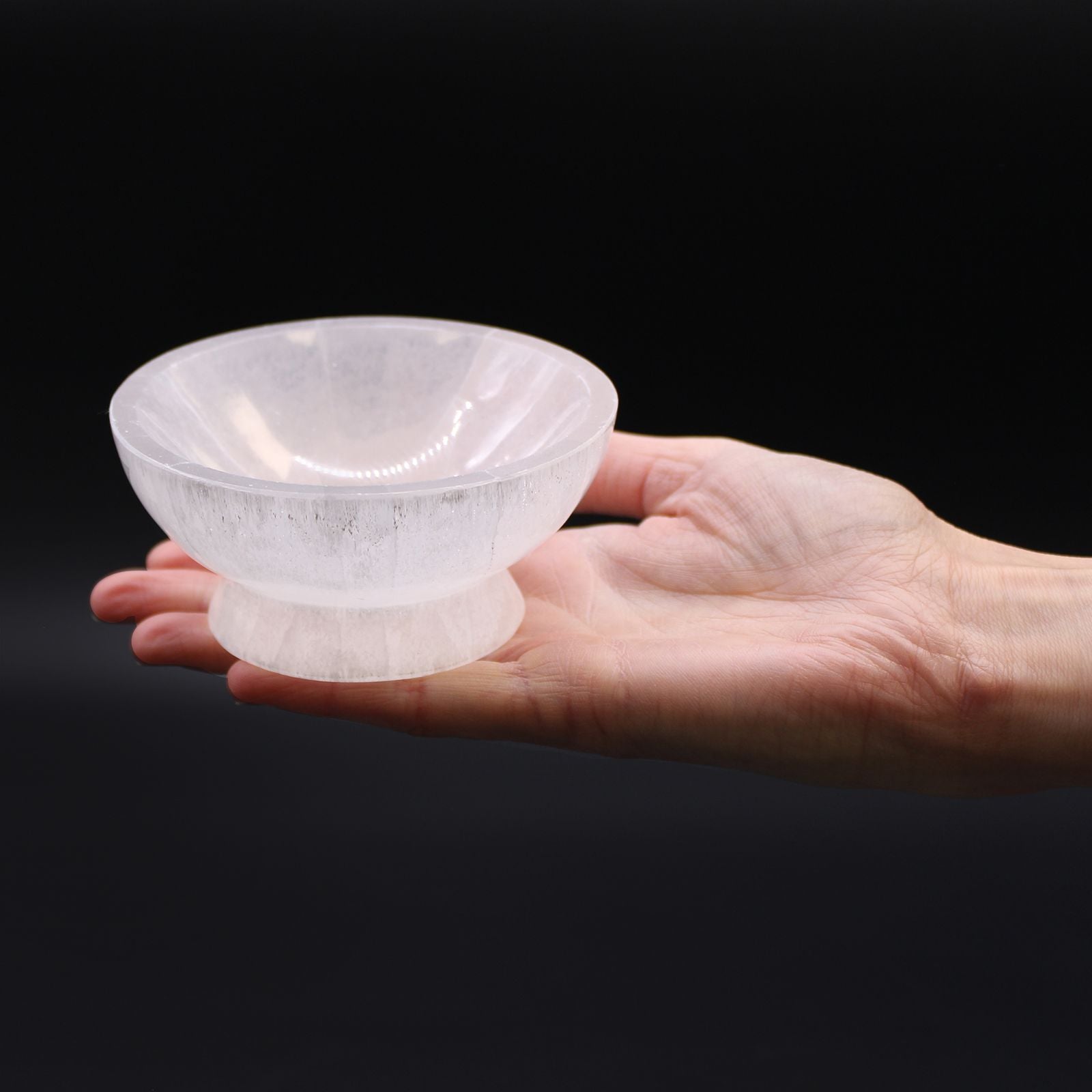 Selenite Ritual Bowl 10cm - Moroccan Crystal Offering Dish 330g