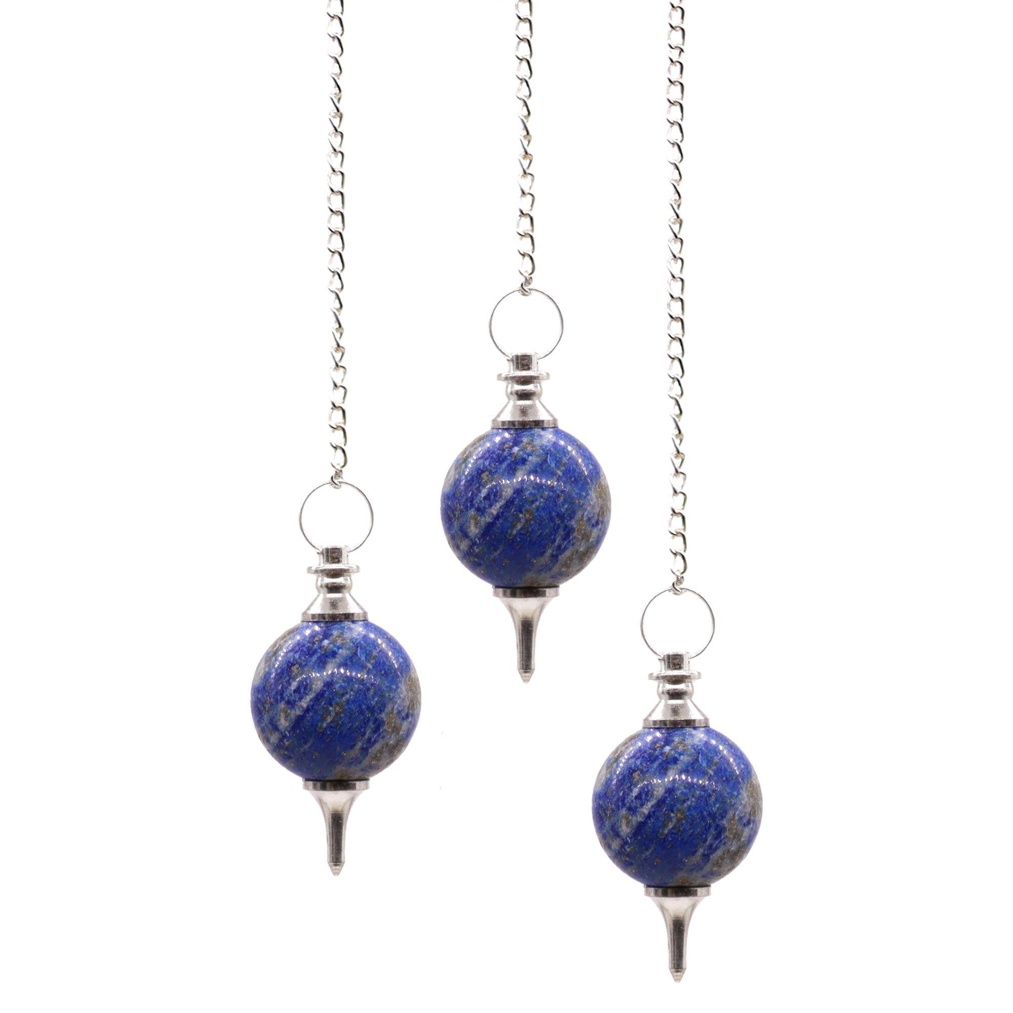 Lapis Lazuli Sphere Pendulum - Crystal Dowsing Divination Tool