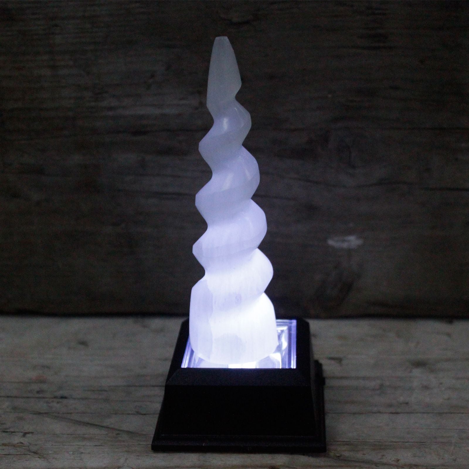 Selenite Spiral Unicorn Horn Tower 15cm - Moroccan Crystal Wand