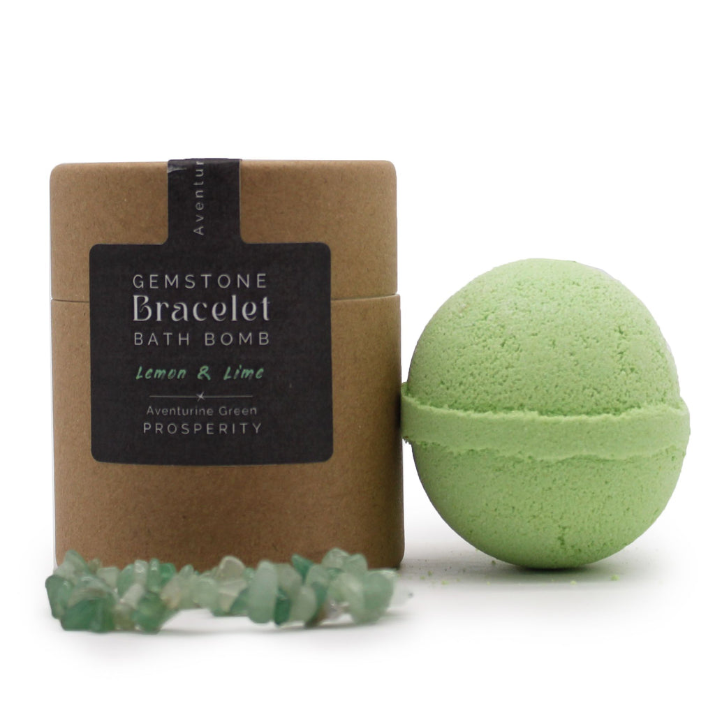 Green Aventurine Bracelet Bath Bomb - Lemon Lime Scent 170g
