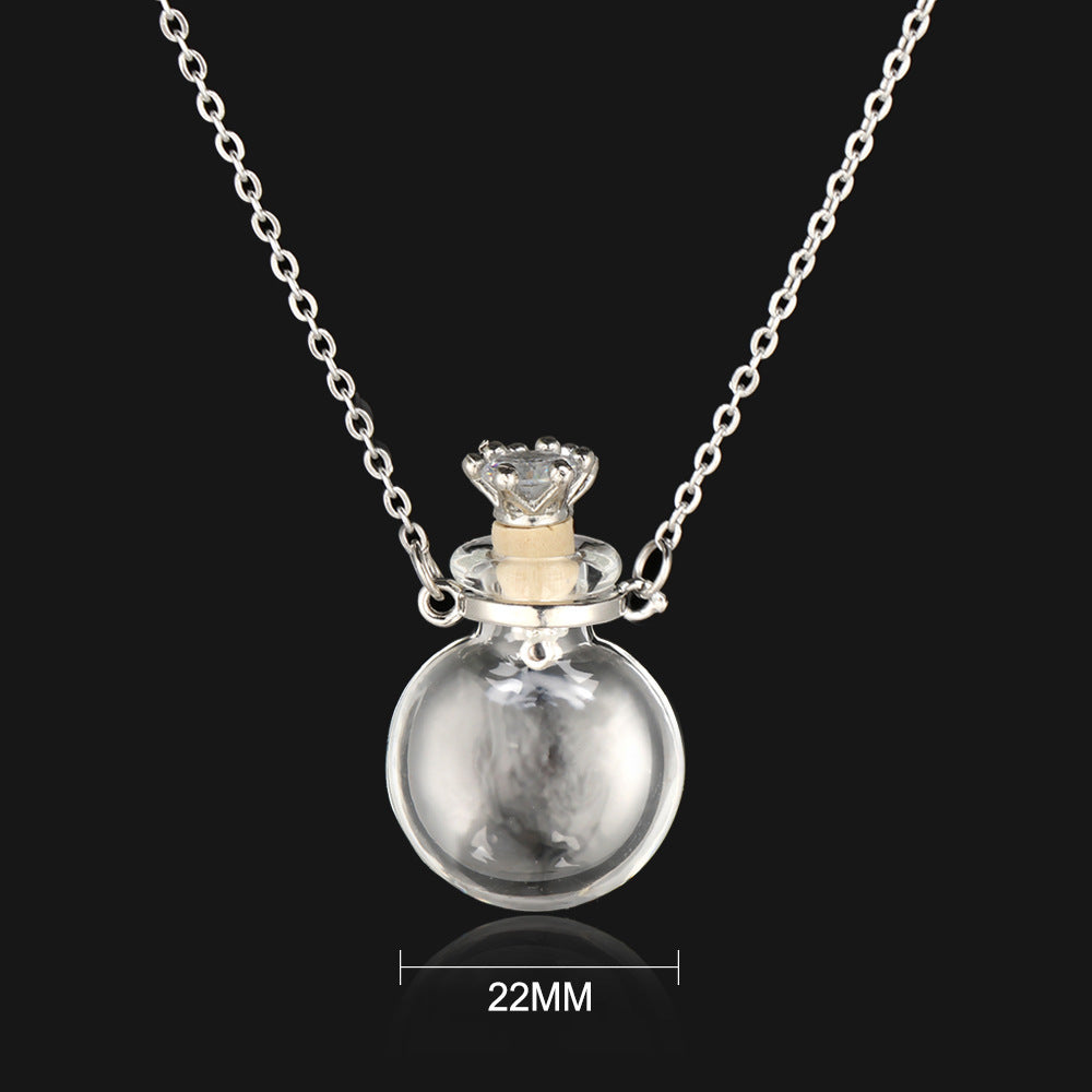 Water Drop Glass Bottle Necklace - Transparent Wish Bottle Pendant Jewelry