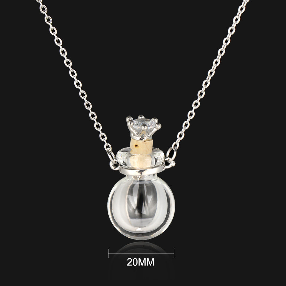 Water Drop Glass Bottle Necklace - Transparent Wish Bottle Pendant Jewelry