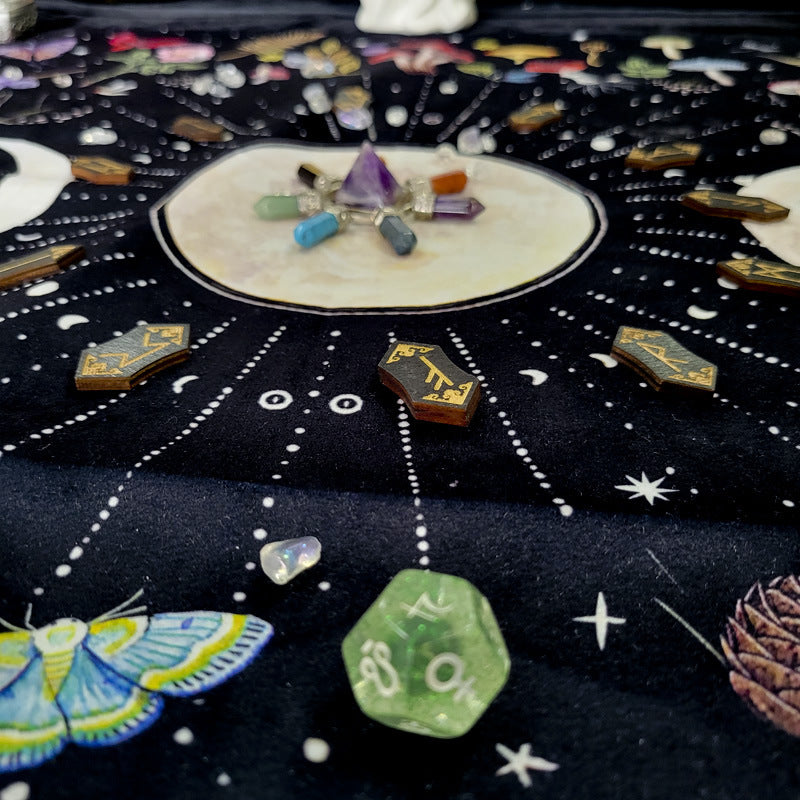 Triple Moon Velvet Tarot Tablecloth - Small Square Altar Cloth