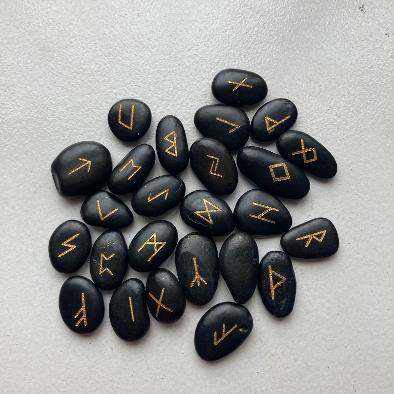 ⚔️ Nordic Viking Rune Stones Set - 25 Natural Riverstone Divination Kit 🔮