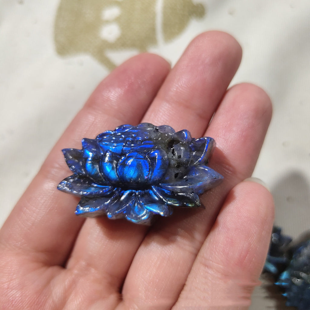 Blue Lotus Elongated Stone Crystal - Natural Raw Stone Carving 20g