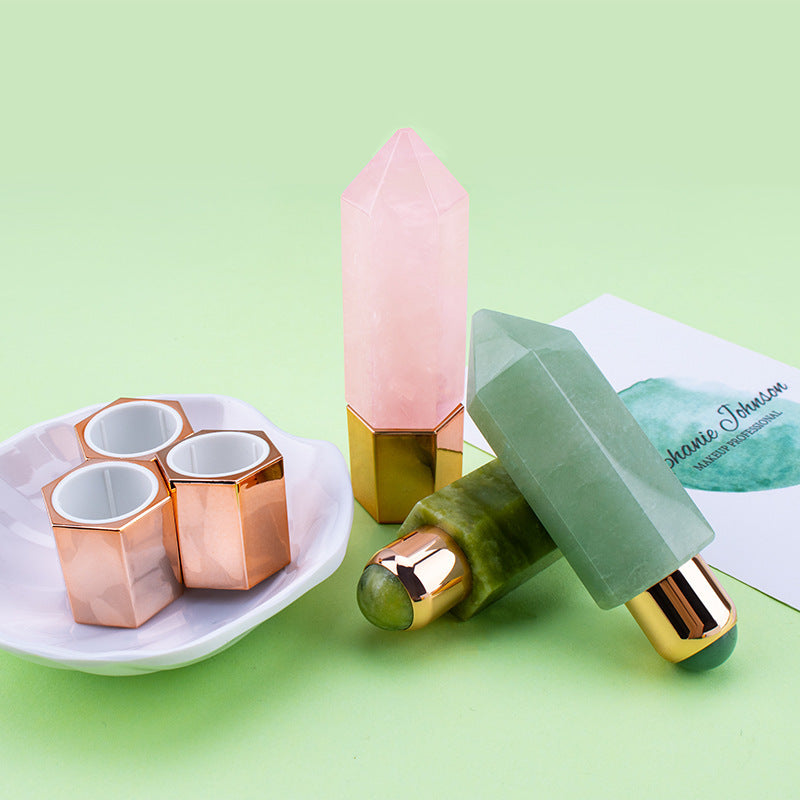 Jade Facial Roller Set - Essential Oil Bottle & Gua Sha Acupuncture Stick