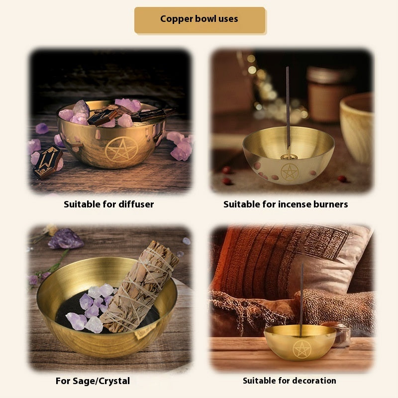 Pentagram Copper Singing Bowl - Metal Meditation Sound Bowl 243g