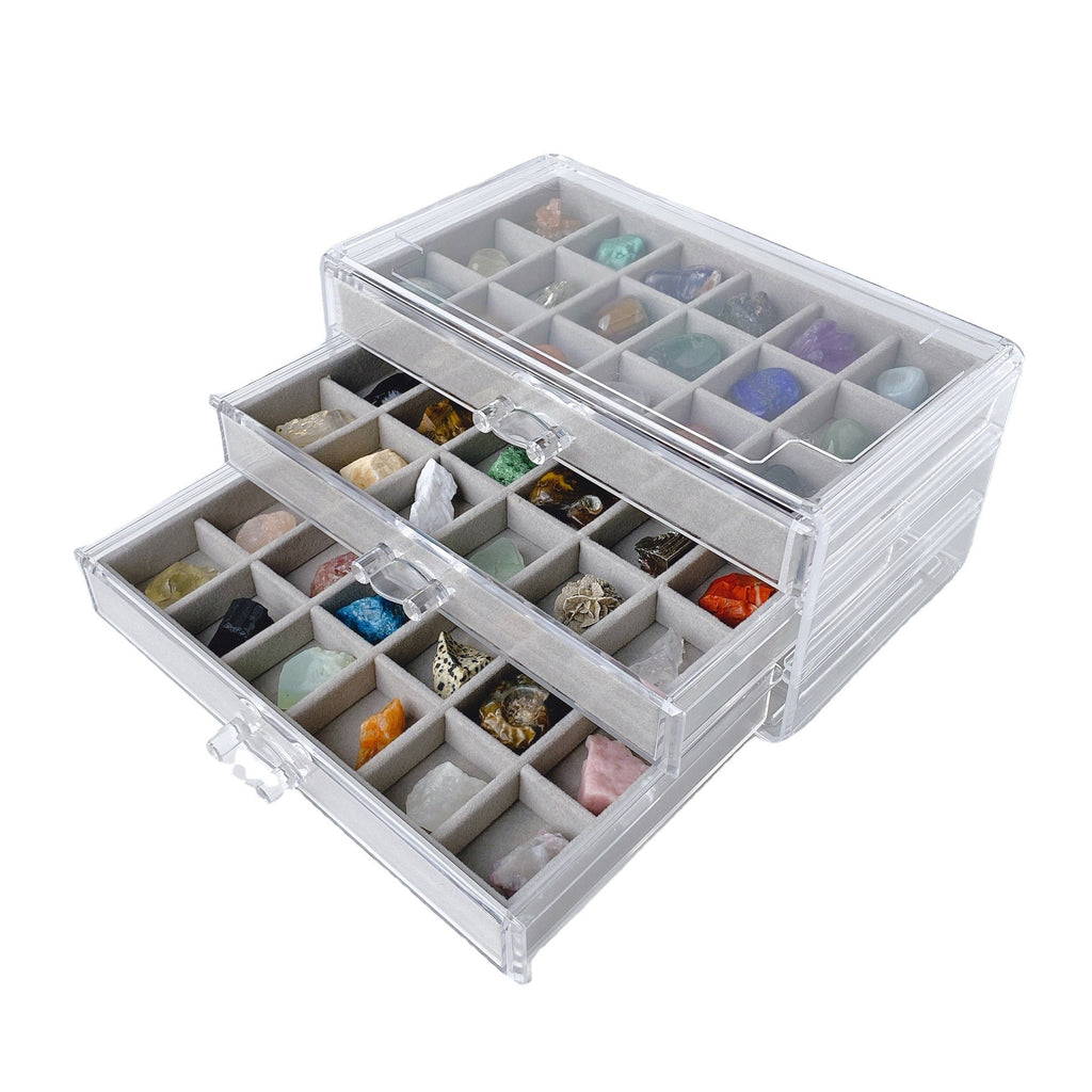 Natural Crystal Raw Stone Specimen Box - Children's Gem Collection Kit