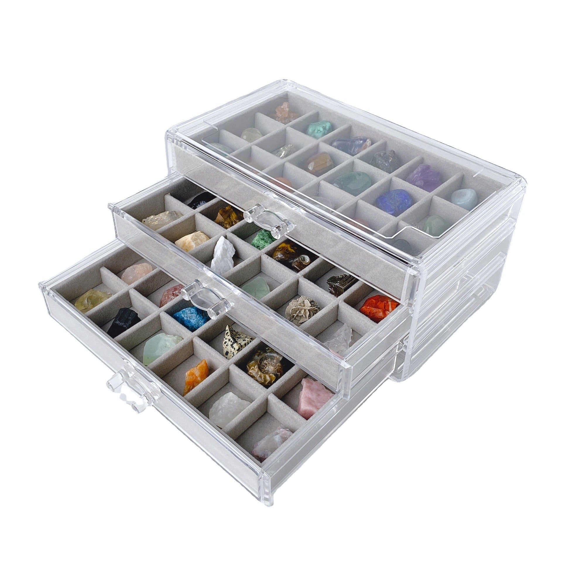 Natural Crystal Raw Stone Specimen Box - Children's Gem Collection Kit