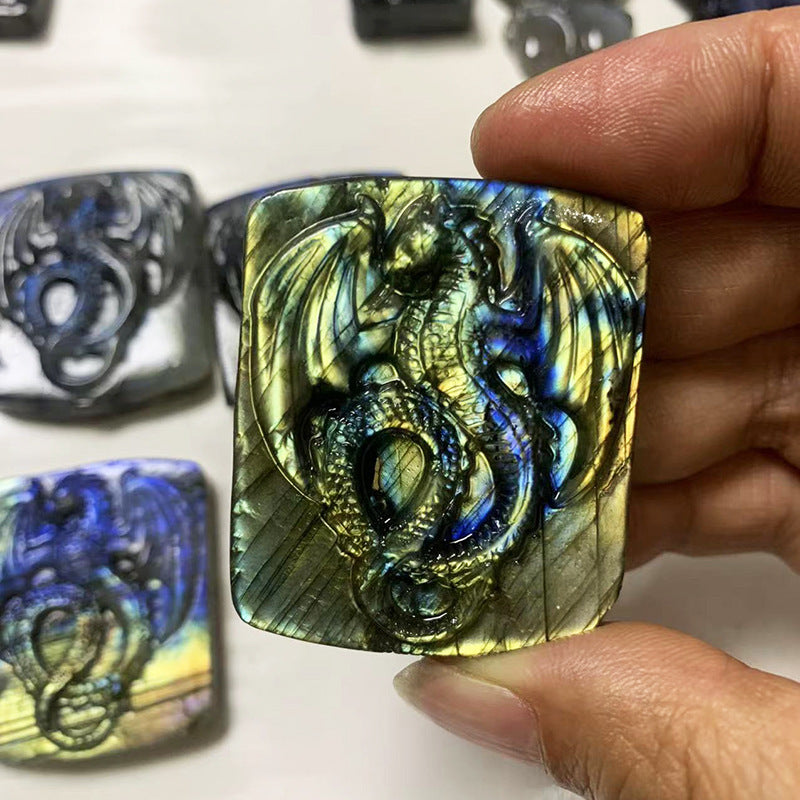 Blue Light Moonstone Carving - Natural Elongated Crystal Stone Decoration