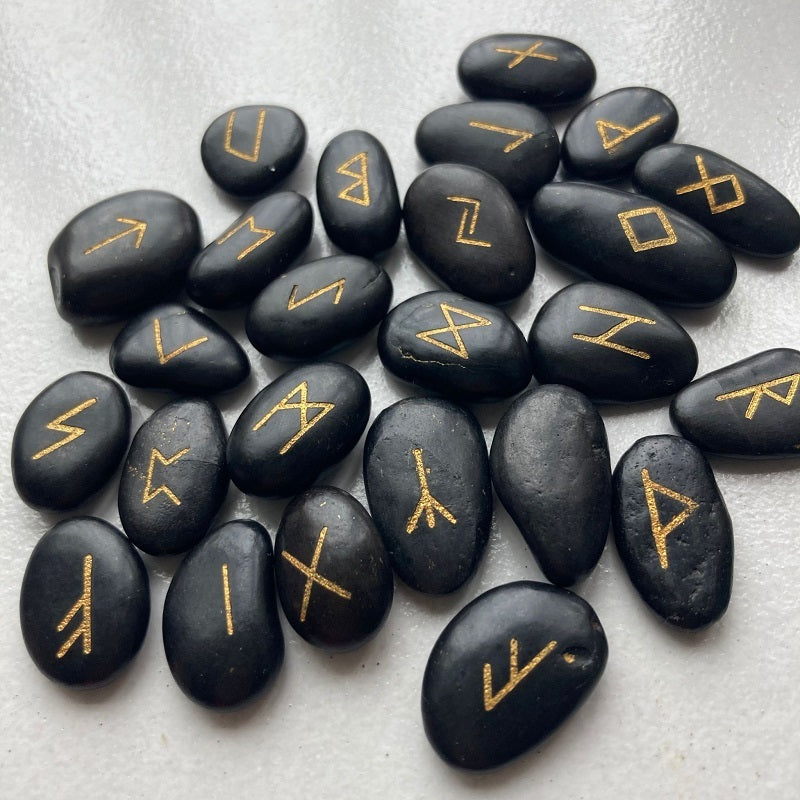⚔️ Nordic Viking Rune Stones Set - 25 Natural Riverstone Divination Kit 🔮