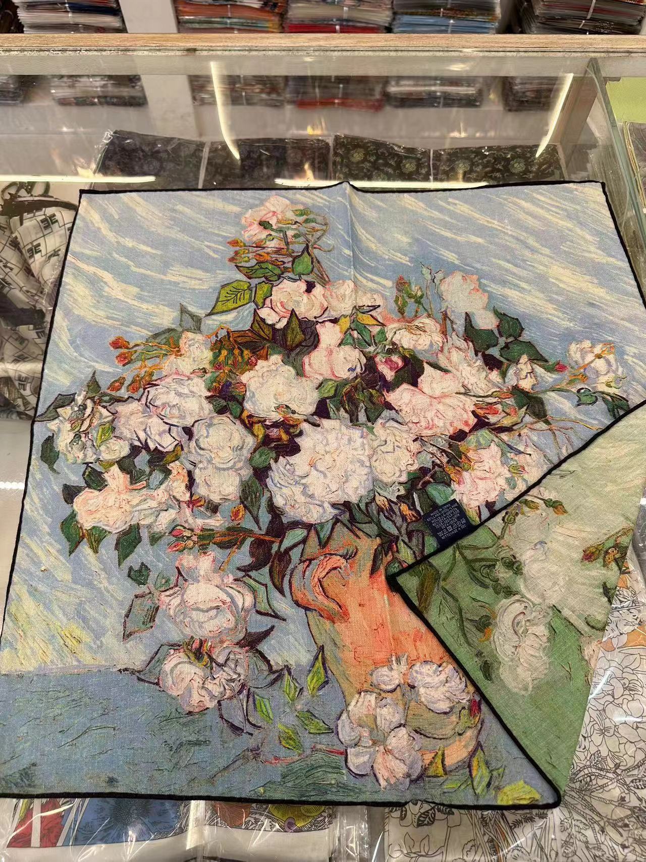 Silk Wool Scarf - Botanical Sketch Garden Print Luxury Wrap