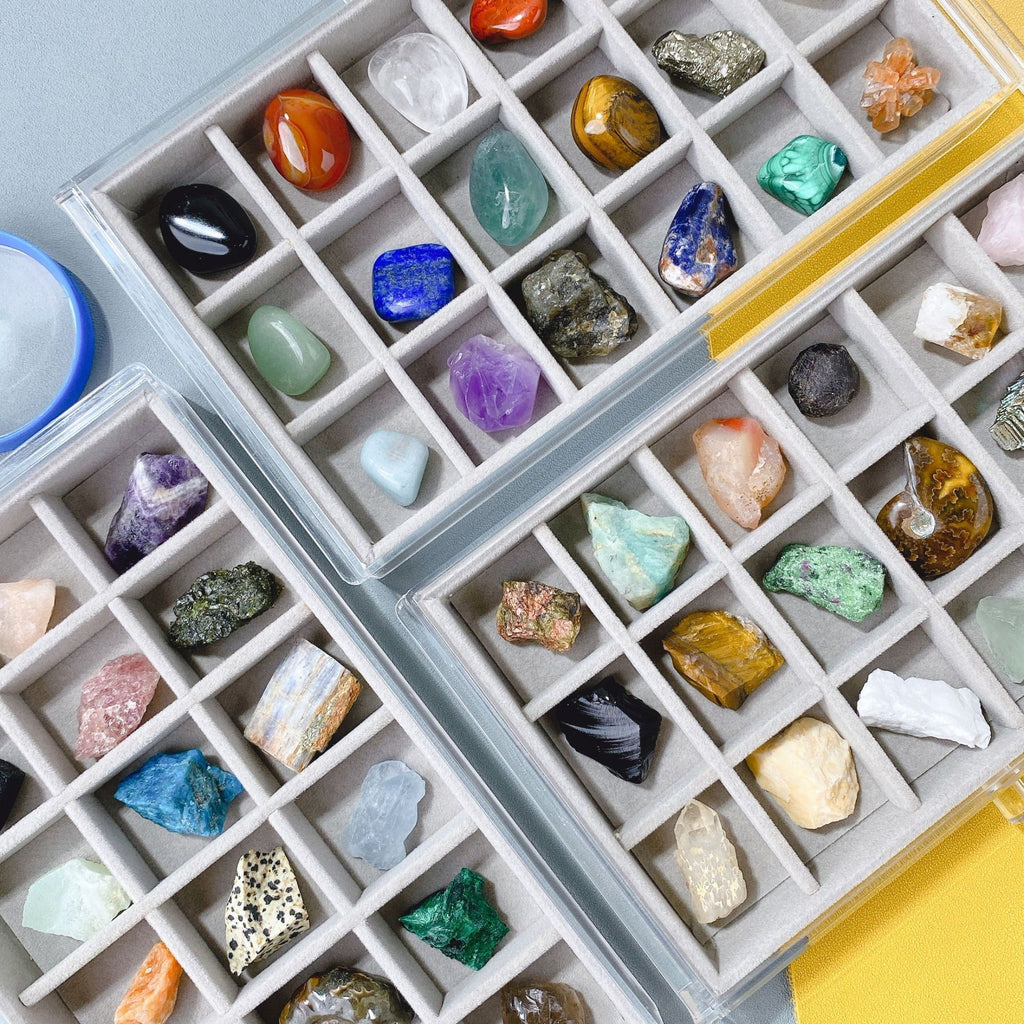 Natural Crystal Raw Stone Specimen Box - Children's Gem Collection Kit