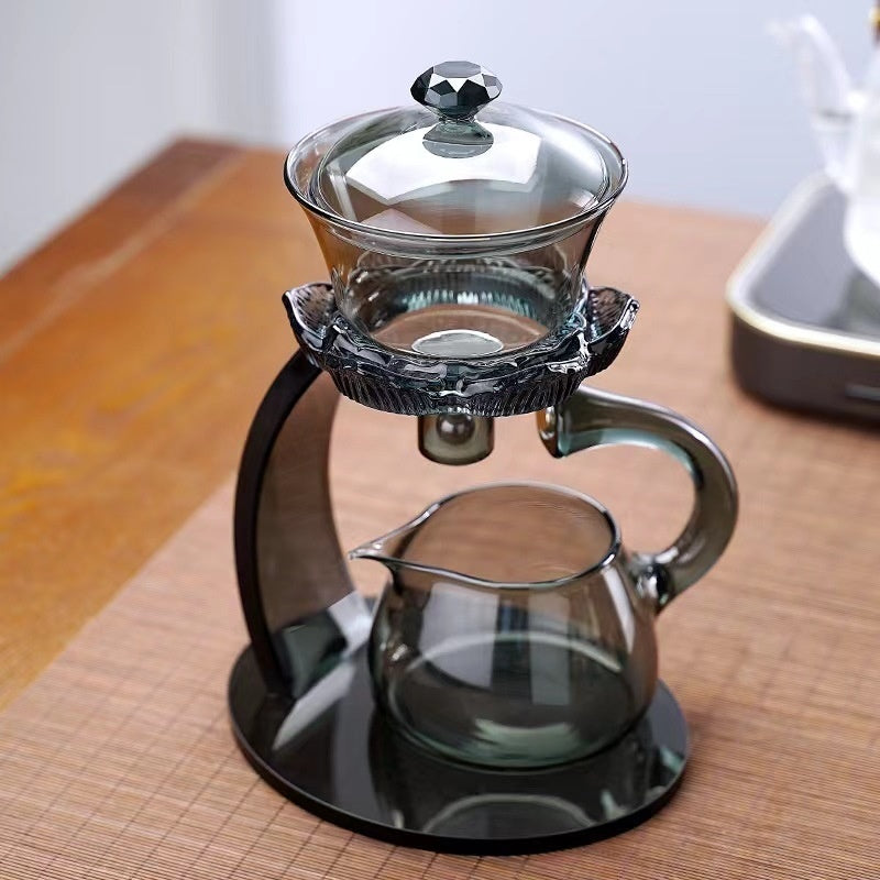 Lotus Automatic Tea Infuser - Glass Kung Fu Tea Set with Self-Brewing System