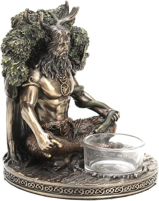 Celtic God Statue - Cernunnos Horned God Resin Figurine for Altar